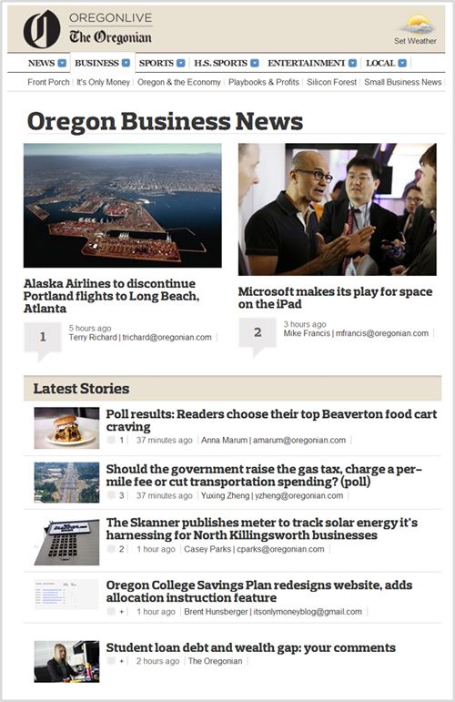 The Oregonian Business News Page