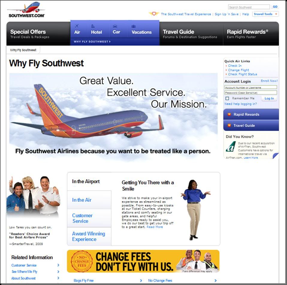 southwest airlines website pr