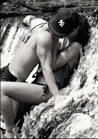 sexy couple on waterfall