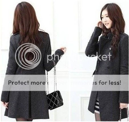 Korea Women FASHION stand up Collar Double Breasted Thicker Warm 