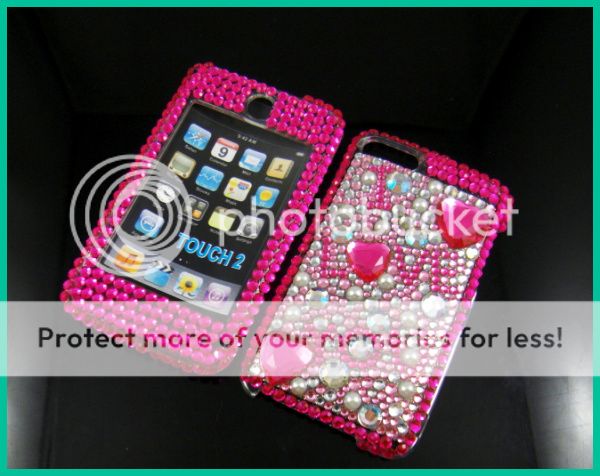 Bling Lover heart Full Hard skin Case for iPod Touch 2 2G 2nd Rose 