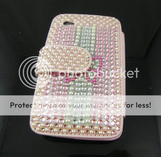   Bling Crystal Flip Leather Cover Case for iPod touch 4 4G Pink  