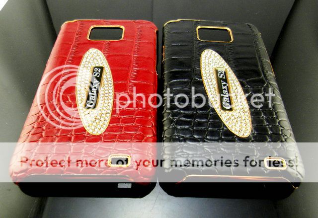 Crocodile Leather Case back cover For Samsung i9100 Galaxy S2 Red 