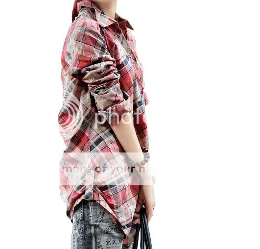 Womens Basic Casual Plaid Long Sleeve T shirt Tops Blouses