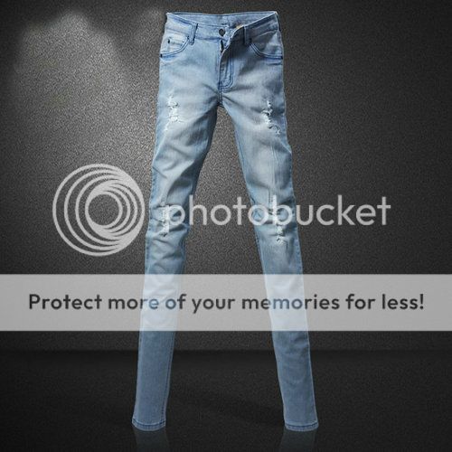 Womens Slim Fray Light Blue Tights Pencil Pants Trousers Jeans 120 