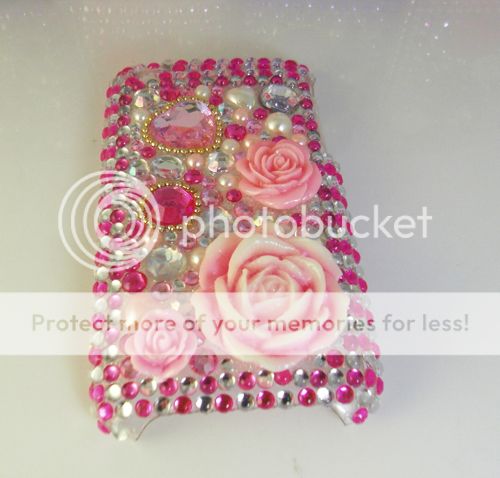 3D Bling Rose Hard back Case for iPhone 3G 3GS Pink1 DP12  