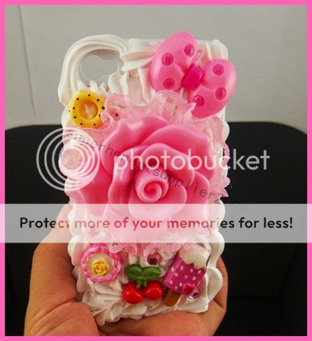 1x 3D Rose Cake Hard cover Case for iPhone 4 4G 4s Pink WC61  