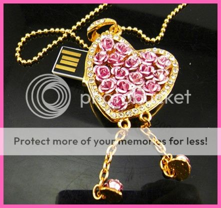 4GB 4G Crystal Lover Heart Flash USB Drive Pink U73  