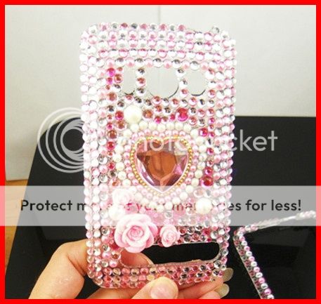 3D Bling HARD FULL CASE cover for HTC EVO 4G Lover Pink HT9  