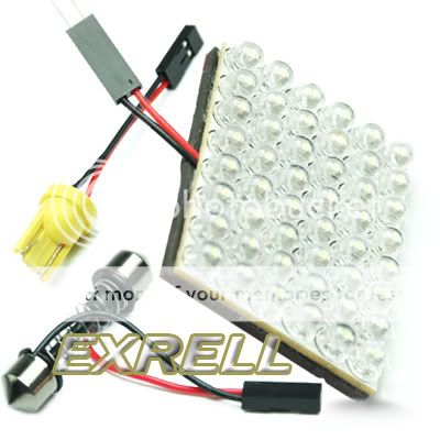 Car Interior 48 LED Bulb Lamp Light Panel White 12V + Adapters  