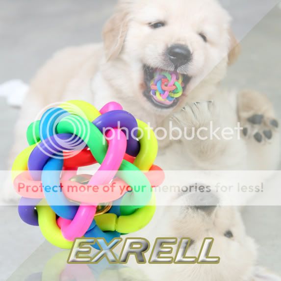 Dog Puppy Cat Pet Rainbow Colorful Rubber Sound Round Ball Bell Fun Playing Toys