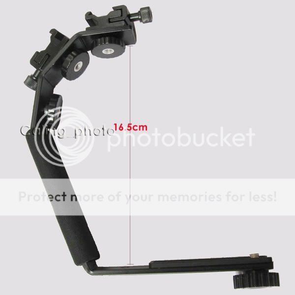 Flash Bracket w/2 Shoe fr Canon Nikon Sony Video camera  